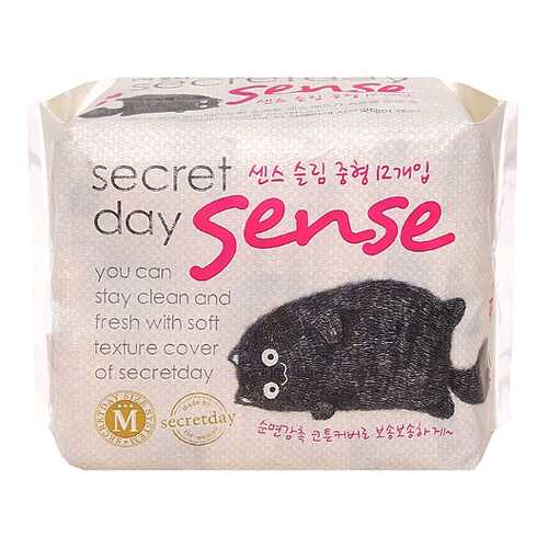 Прокладки Secret Day Sense Medium ультратонкие дышащие органические 12 шт в МейТан