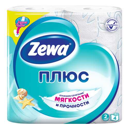 Туалетная бумага Zewa Плюс Свежесть Океана, 2 слоя, 4 рулона в МейТан