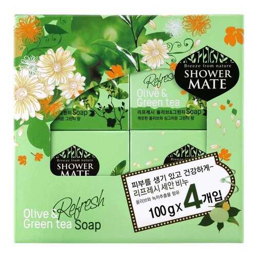Мыло косметическое Shower Mate Оливки и зеленый чай 4шт *100г в МейТан