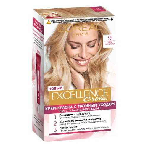 Крем-краска для волос LOreal Excellence стойкая тон 9 Очень светло-русый в МейТан